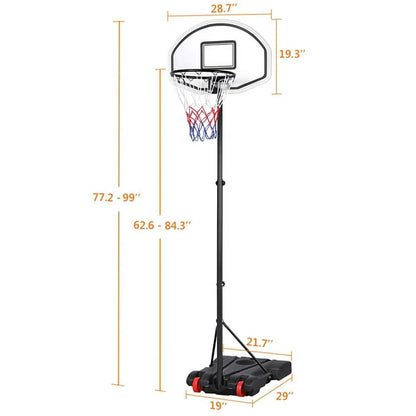 6.4-8.2 Ft Adjustable Height Basketball Hoop System Indoor/Outdoor ( Kids/Youth)