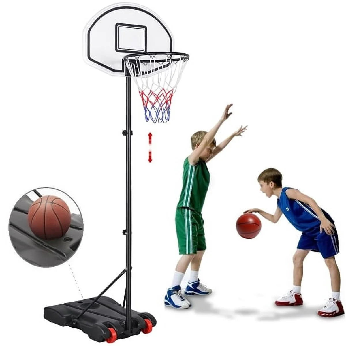 6.4-8.2 Ft Adjustable Height Basketball Hoop System Indoor/Outdoor ( Kids/Youth)