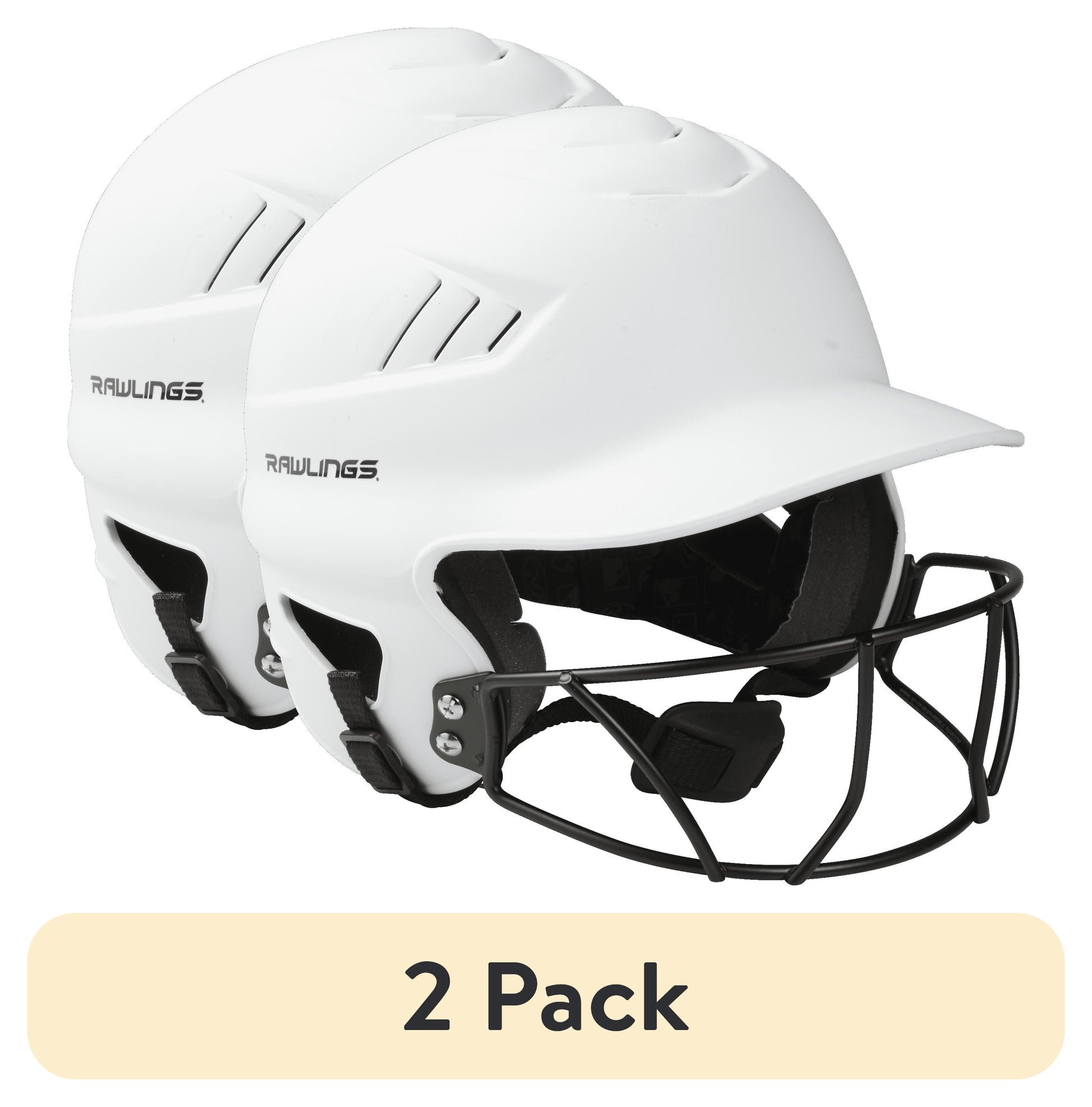 (2 Pack)  Coolflo Fastpitch Softball Helmet with Face Guard, Matte White