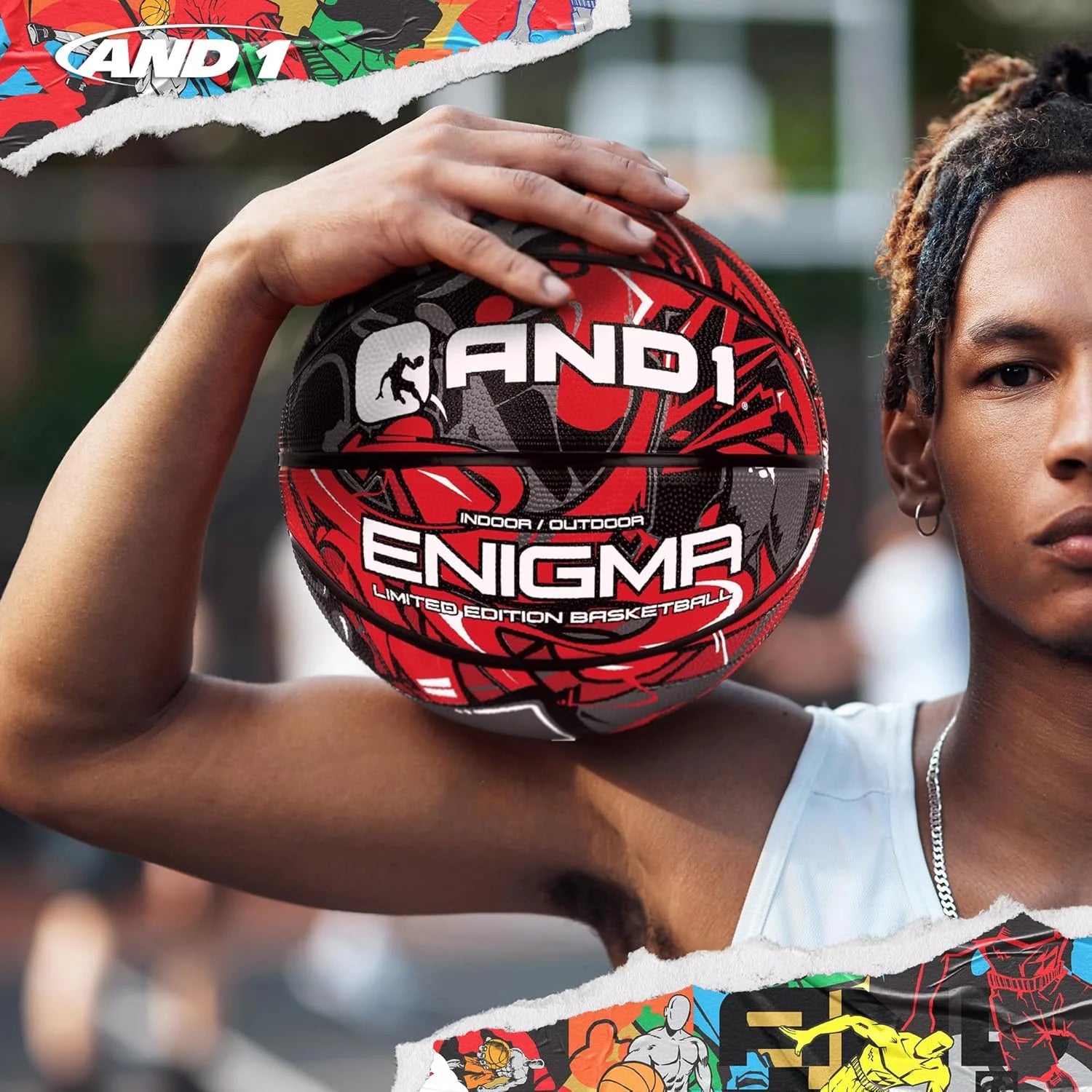 Enigma Rubber Basketball: Size 7 (29.5") Deep Channel Construction, for Indoor/Outdoor Use