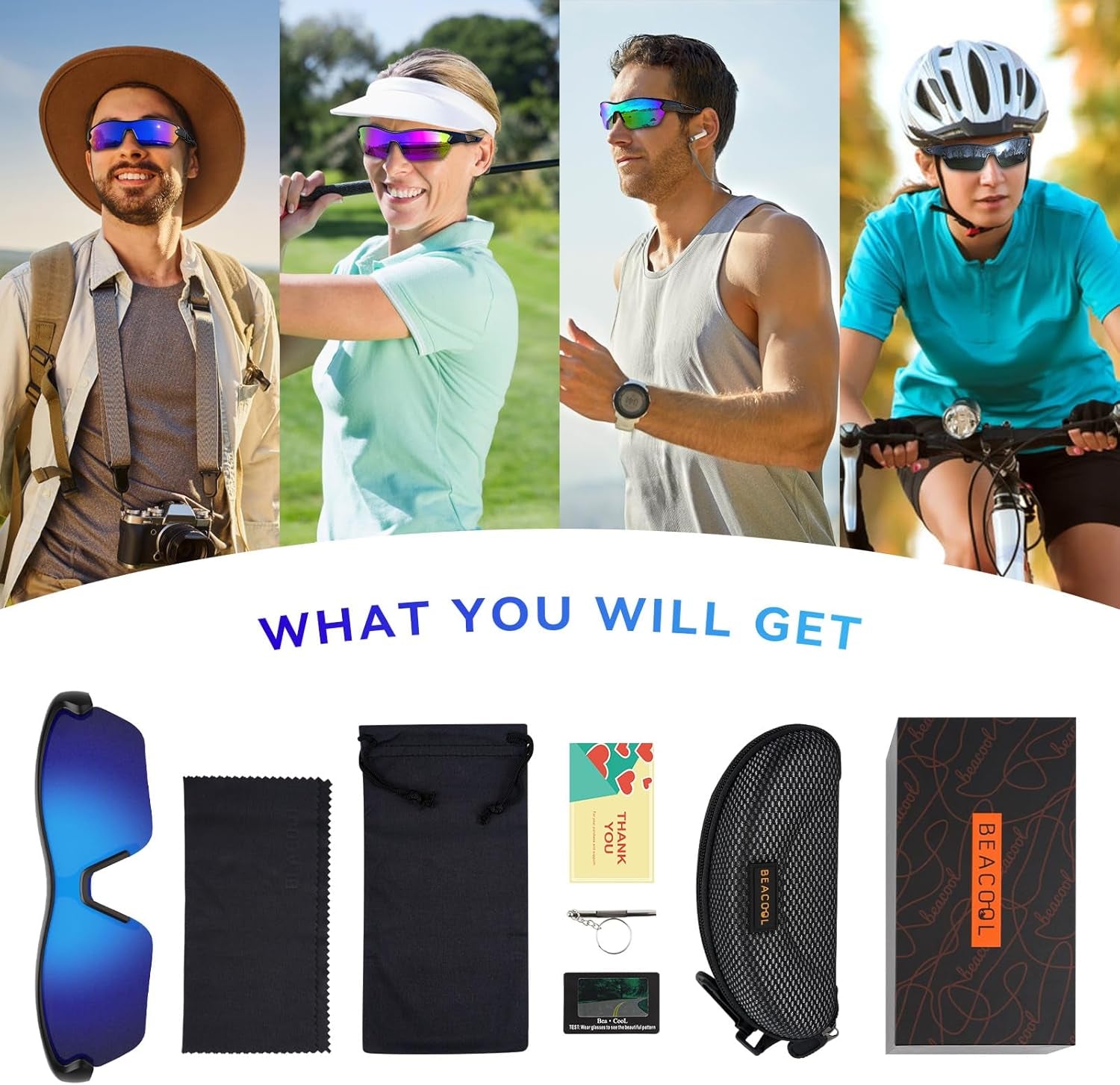 Polarized Sports Sunglasses for Men Women Youth Baseball Cycling Running Fishing Golf Motorcycle TAC Glasses UV400