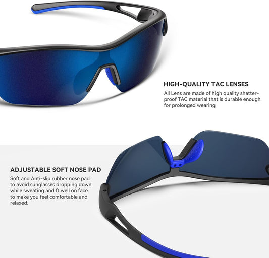 Polarized Sports Sunglasses for Men Women Youth Baseball Cycling Running Fishing Golf Motorcycle TAC Glasses UV400