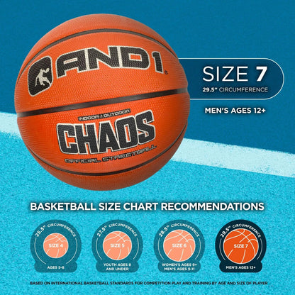 Enigma Rubber Basketball: Size 7 (29.5") Deep Channel Construction, for Indoor/Outdoor Use