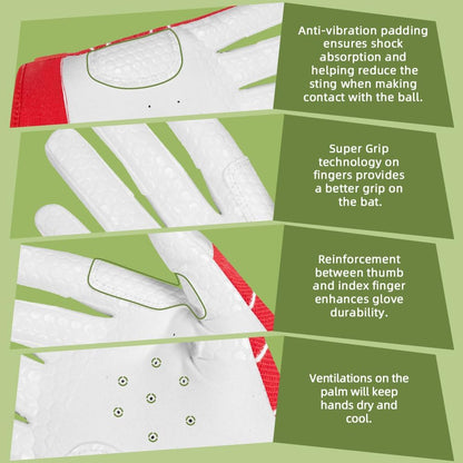B-A-R PRO 2.0 Signature Baseball + Softball + Teeball Batting Gloves Super Grip Finger Multiple 11 Sizes + 5 Colors Available Fit Adult Youth Kids Boys Girls Mens Women