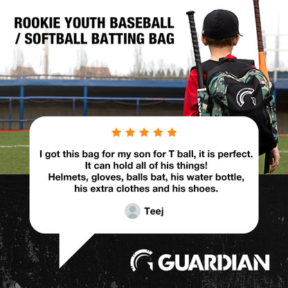 Backpack for Youth, Softball Bag for Girls, Durable Bat Bags Baseball Youth Boys and Girls, Tball Bag – Includes Hook to Hang on Fence - Black Shark
