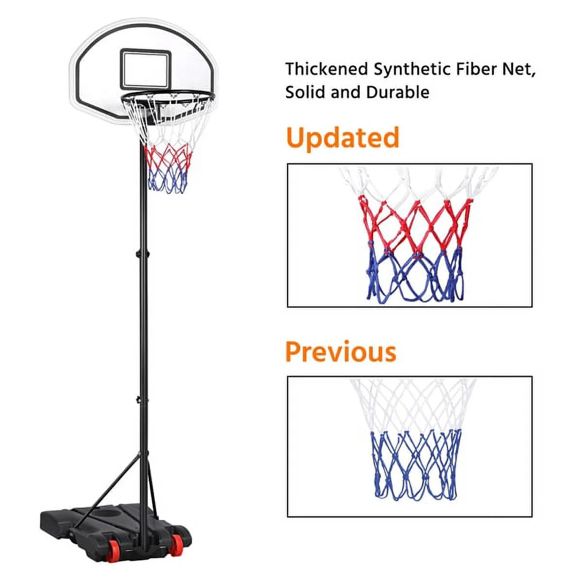 6.4-8.2 Ft Adjustable Height Basketball Hoop System Indoor/Outdoor ( Kids/Youth)