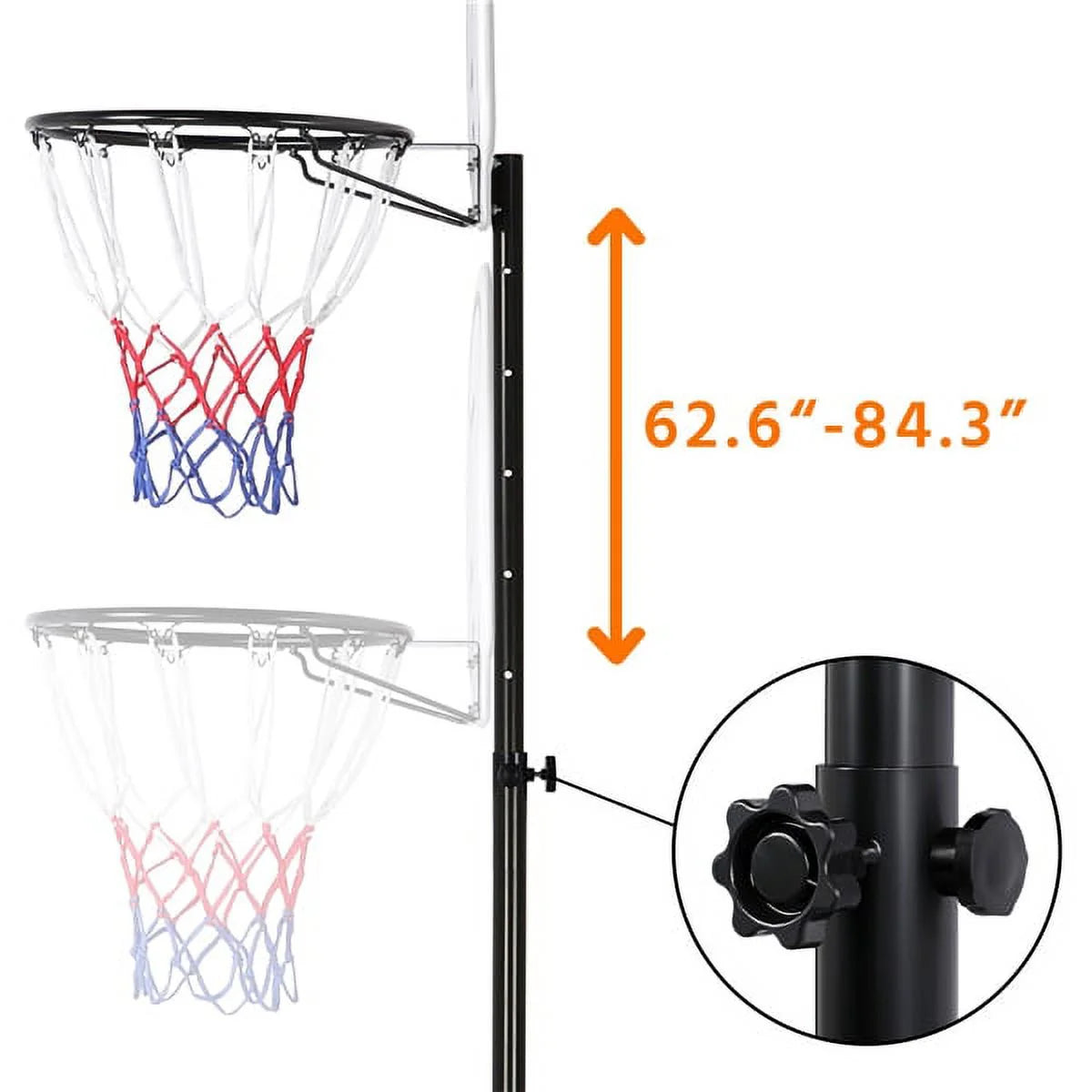 6.4-8.2 Ft Adjustable Height Basketball Hoop System Indoor/Outdoor ( Kids/Youth)